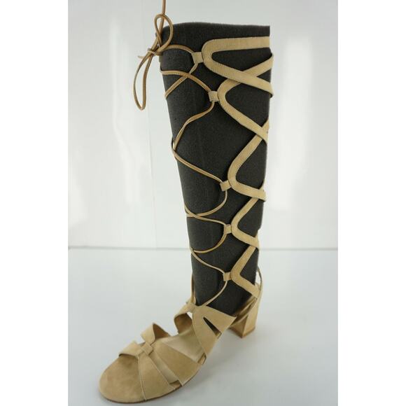 Stuart Weitzman Roman Gladiator Suede Sandal Size 8 Block Heel Open Toe $425 New - Picture 1 of 11